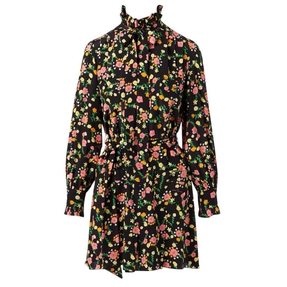 The Marc Jacobs The Shirt Dress in Black Multi Floral Print Size 0